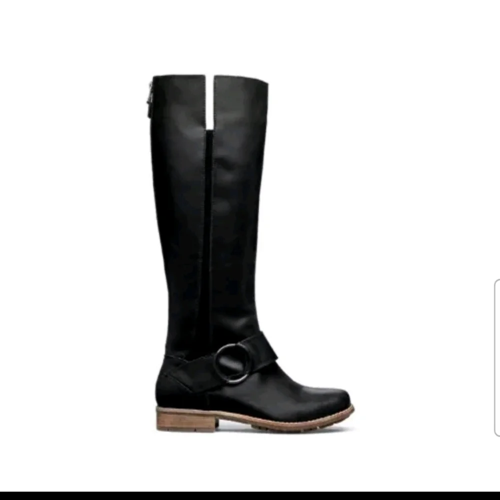 OluKai Womens Black Leather Holo Lio II Tall Boots 7